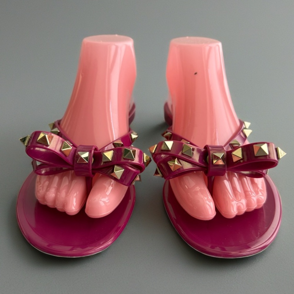 Valentino Rockstud Thongs Sandals Pink - Picture 4 of 14